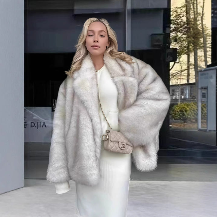 Damen Fleece-Felljacke mit funkelnden Details und voluminösem Schnitt Drune