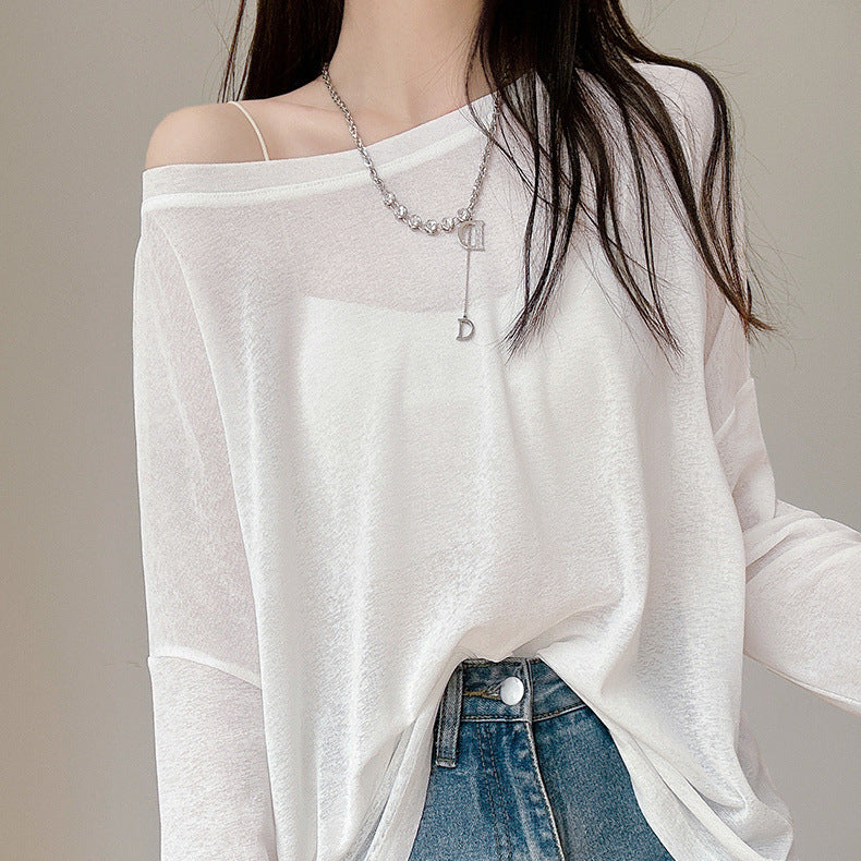 Damen lässiges Langarmshirt mit feinen strukturierten Details Drune