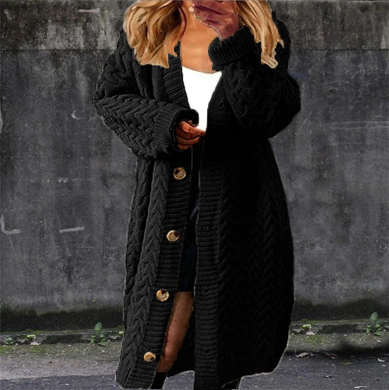 Damen Grobstrickjacke mit strukturiertem Zopfdesign und praktischen Taschen Drune