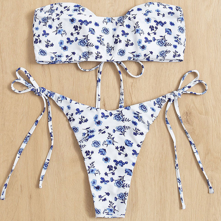Damen Bandeau-Bikini mit verspieltem Blumendesign Drune