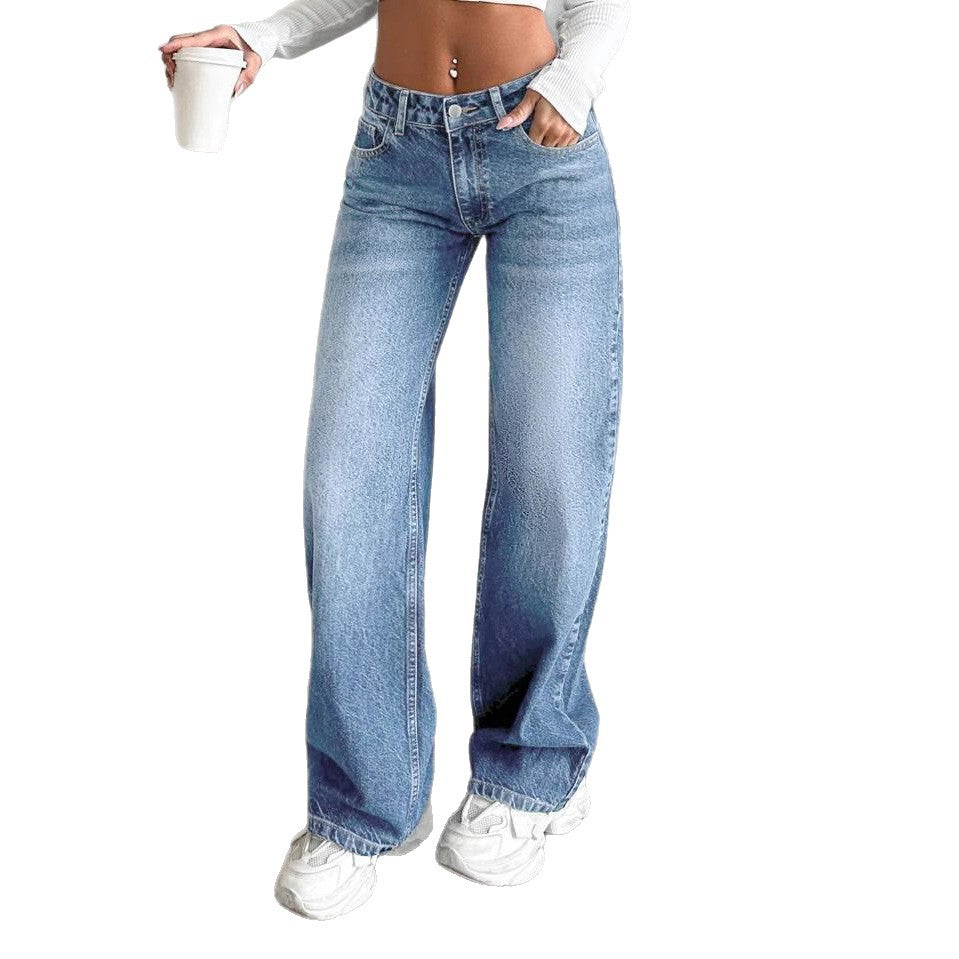 Damen Weite Jeans mit lässigem Schnitt und hohem Bund Drune