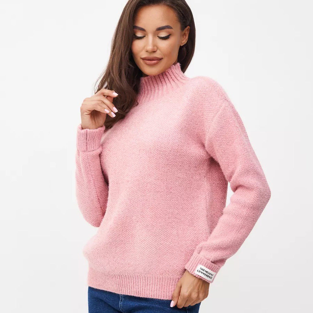 Damen Strickpullover mit Stehkragen Drune