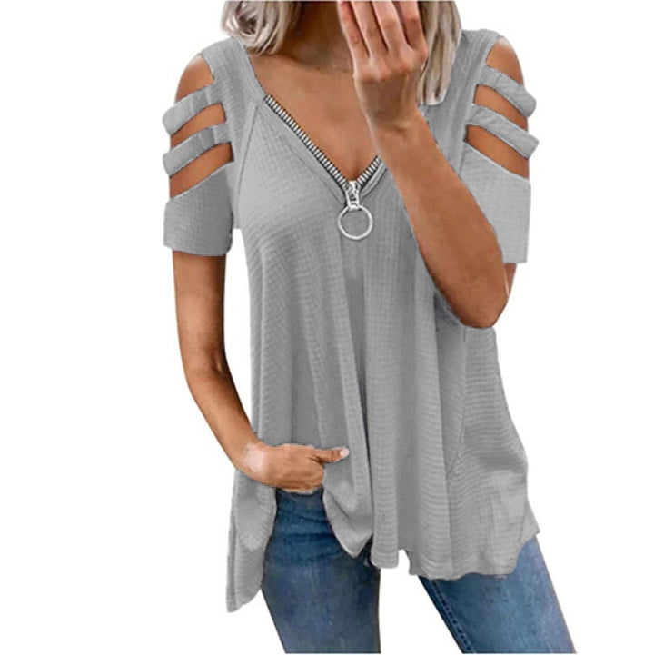 Damen Strickpullover mit modischen Cut-Out-Ärmeln Drune