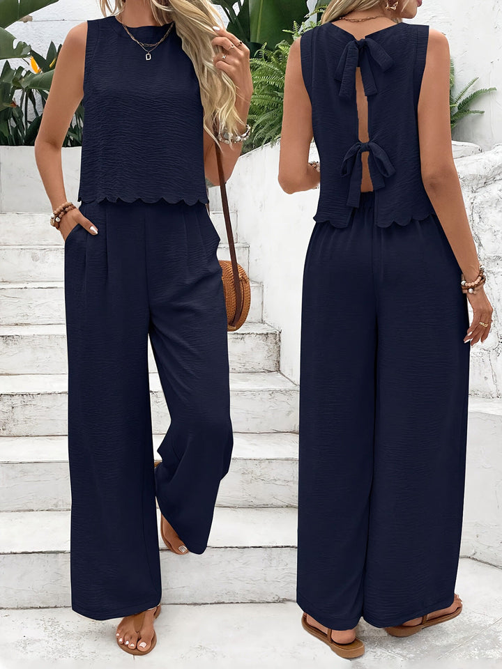 Damen Lässiger Jumpsuit mit elegantem Rückenausschnitt und weitem Bein Drune
