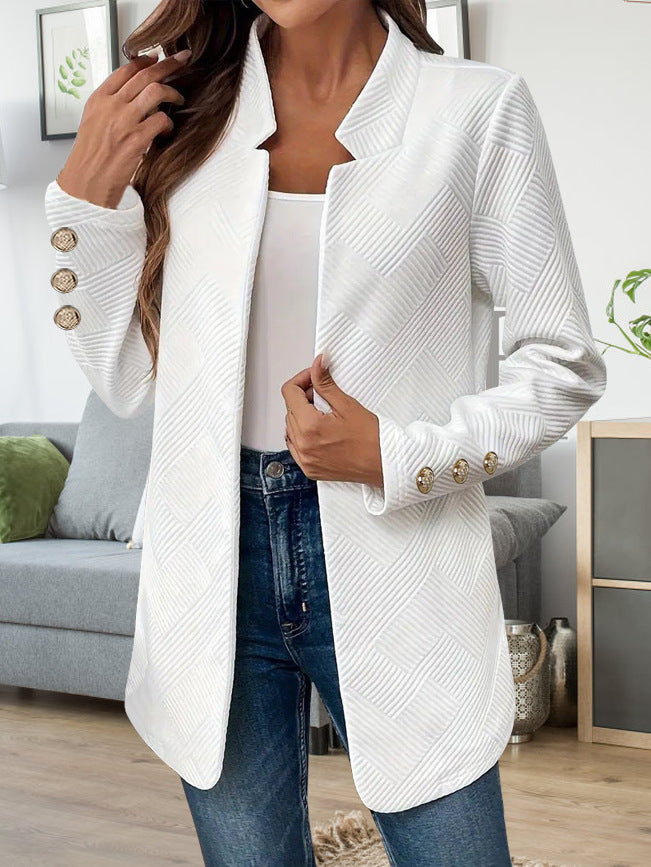 Damen Moderne Blazerjacke mit strukturiertem Design und eleganten Knopfdetails Drune