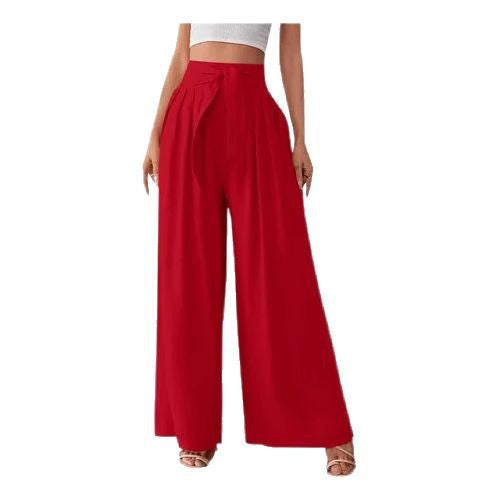 Damen Weite Hose mit hohen Bundfalten Drune