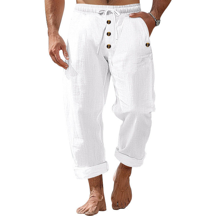 Herren lockere Strandhose mit verstellbarem Kordelzug und praktischen Seitentaschen Drune