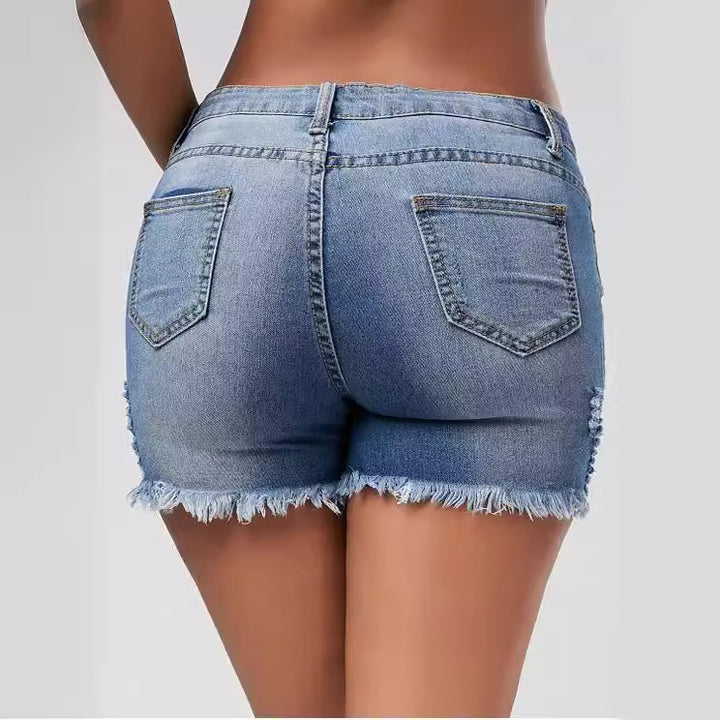 Damen Destroyed Denim Shorts Drune