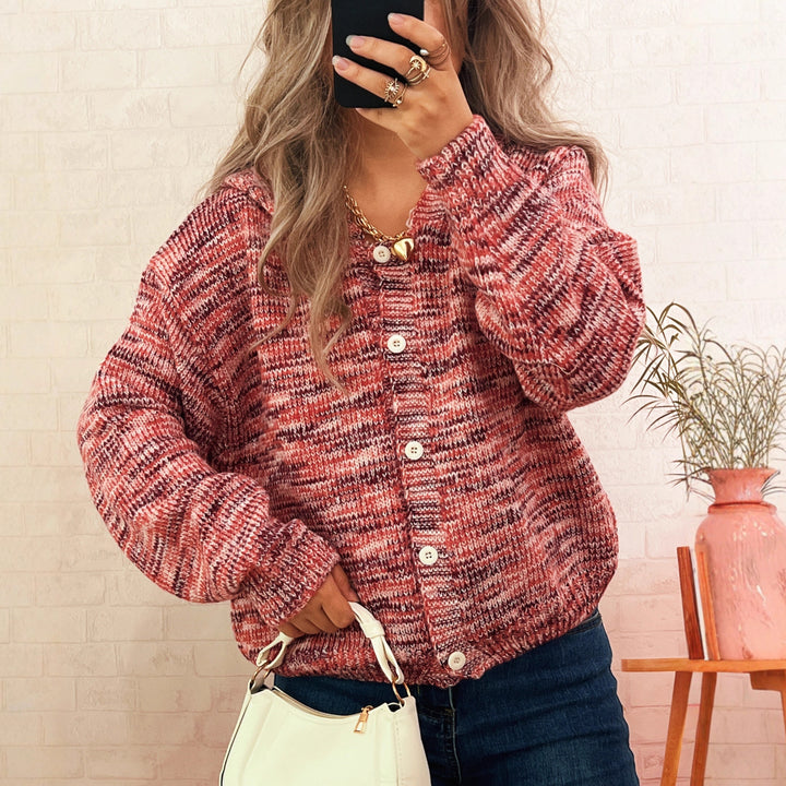 Damen verspielt gestrickte Cardigan mit buntem Strukturmuster Drune