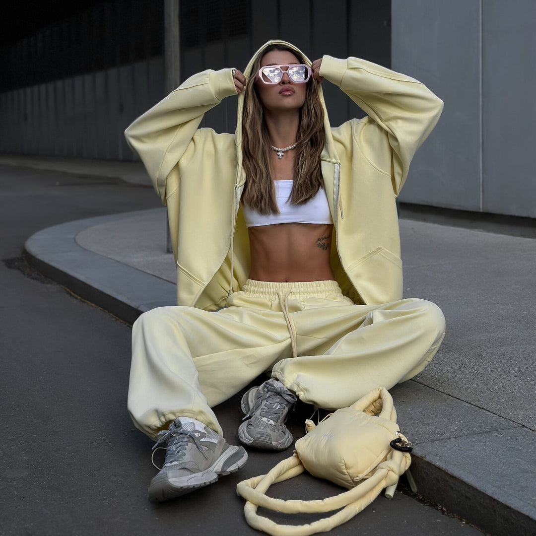 Damen lässiges Oversized-Loungewear-Set mit praktischem Kordelzug Drune