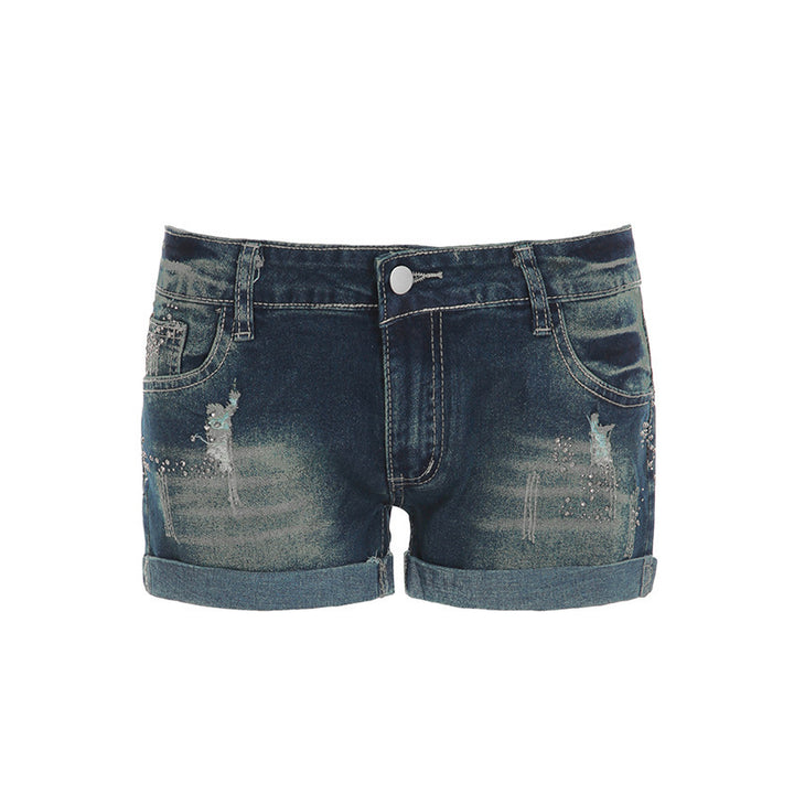 Damen Jeans-Shorts mit funkelnden Akzenten und modischem Design Drune