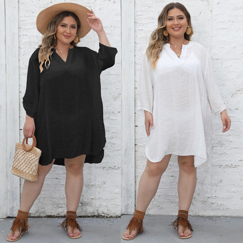 Damen lässiges Strandkleid mit seitlichem Schlitz Drune