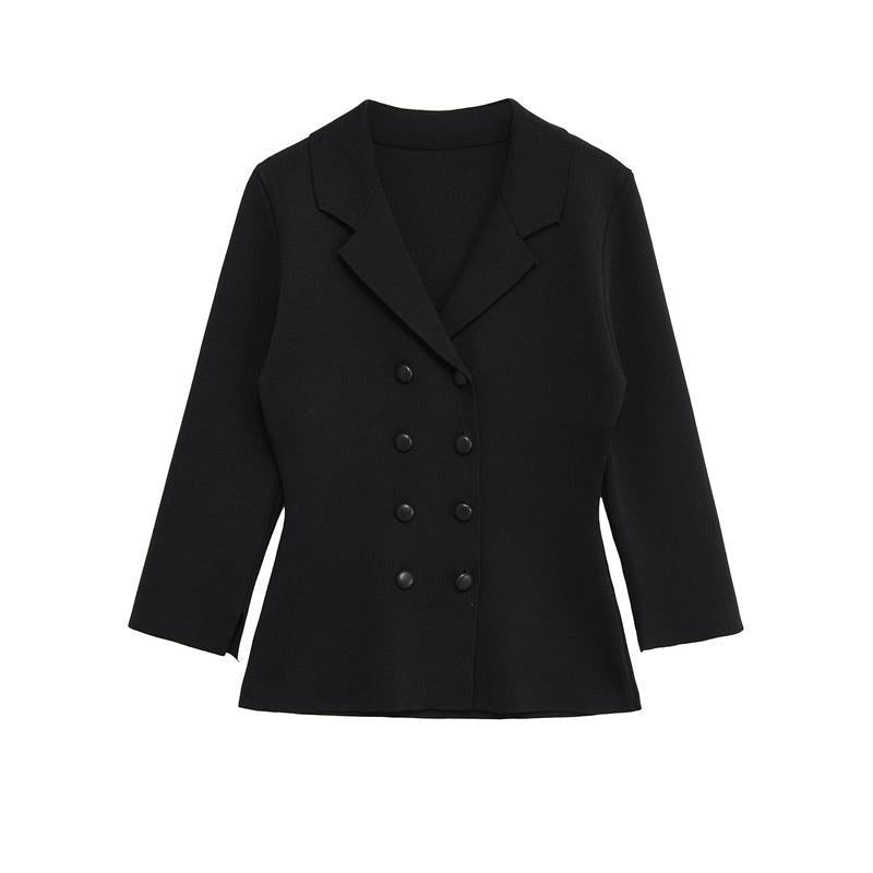 Damen elegante Blazerjacke mit doppelter Knopfleiste und femininer Silhouette Drune