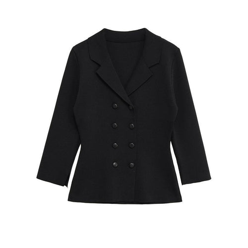 Damen elegante Blazerjacke mit doppelter Knopfleiste und femininer Silhouette Drune
