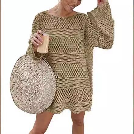 Damen luftiges Häkelkleid Drune