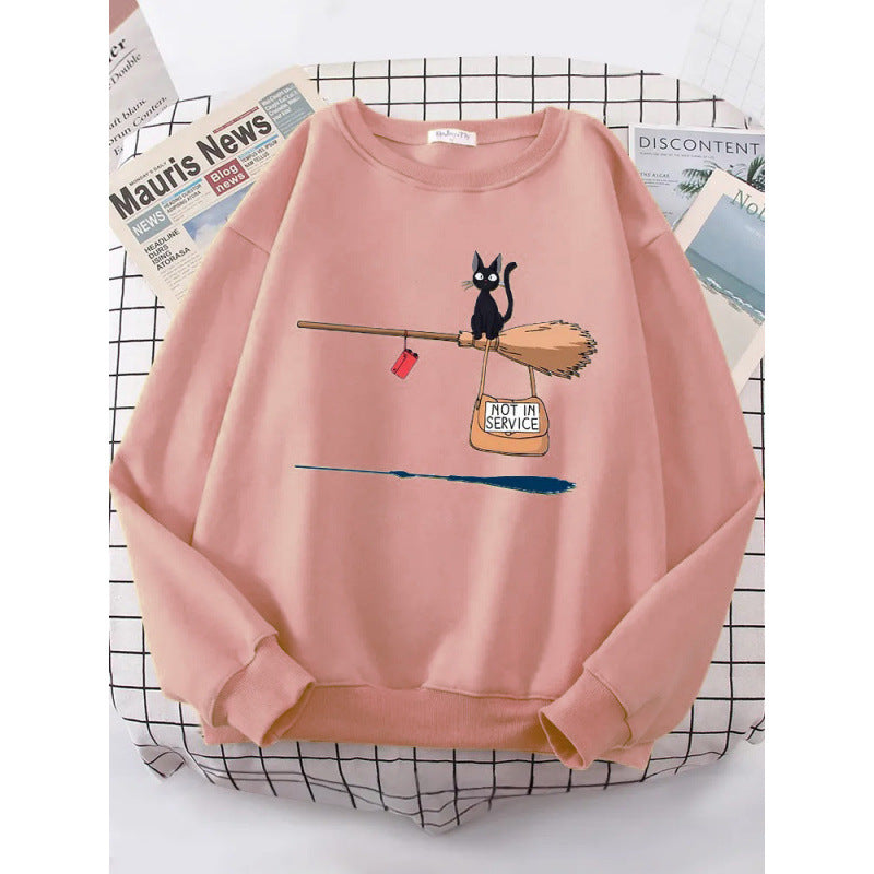 Damen Sweatshirt mit kreativem Katzenmotiv Drune