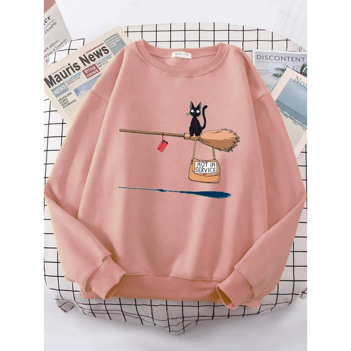 Damen Sweatshirt mit kreativem Katzenmotiv Drune