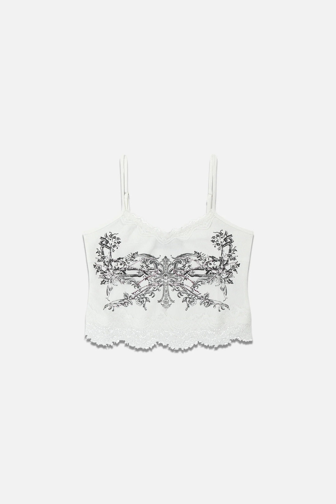 Damen Spitzencamisole mit floralem Druck Drune