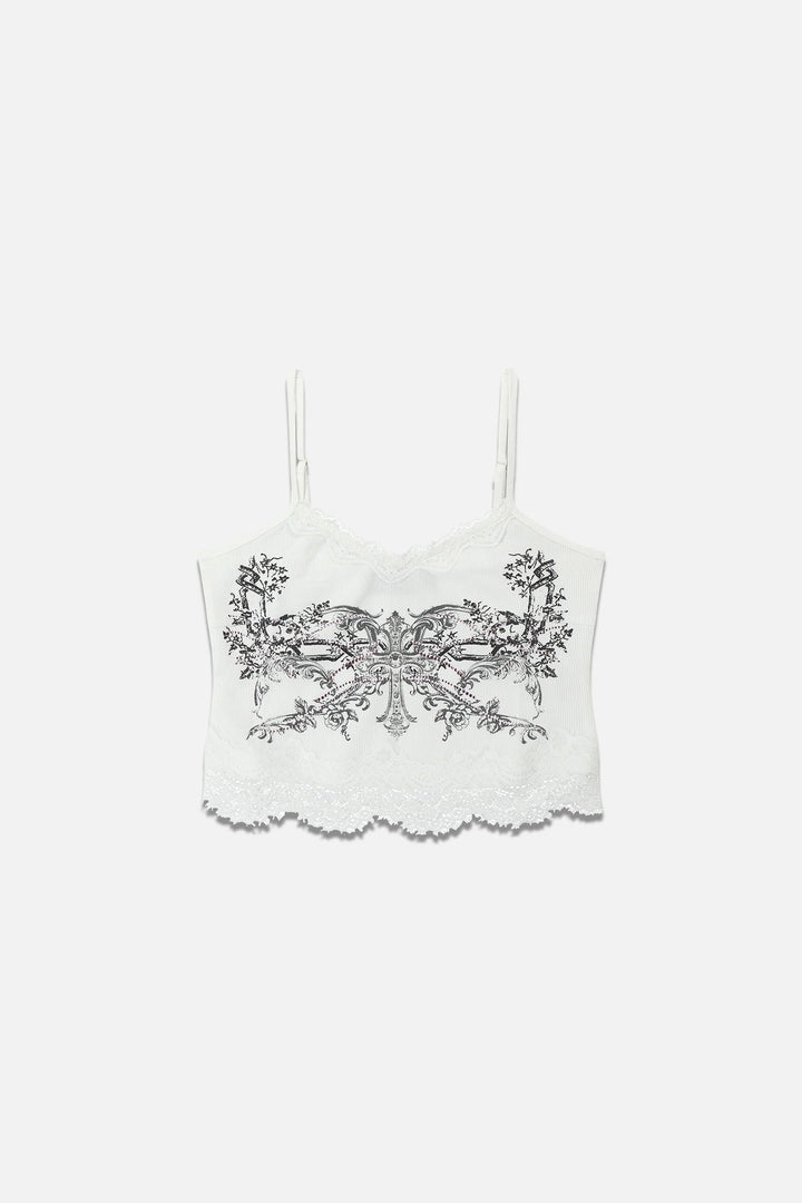 Damen Spitzencamisole mit floralem Druck Drune