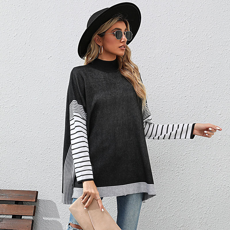 Damen gemütlicher Strickpullover mit lässigem Streifenmuster Drune