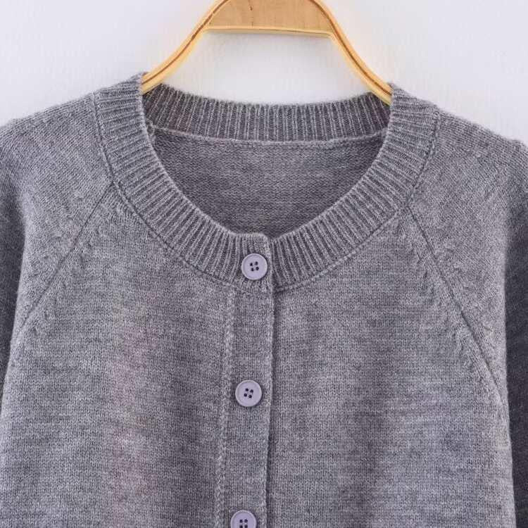 Damen cropped Strickjacke mit Knopfdetails und elastischem Bund Drune