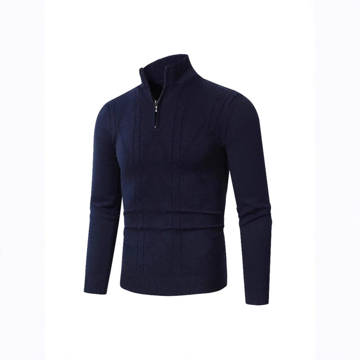 Herren Strickpullover mit modernem Zopfmuster und hohem Stehkragen Drune