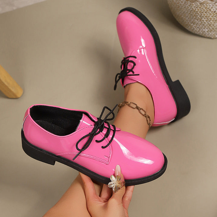 Damen klassische Schnürschuhe mit glänzender Oberfläche Drune