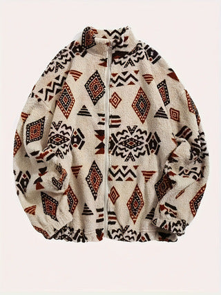Damen Freizeitjacke mit asymmetrischem Muster und hohem Kragen Drune