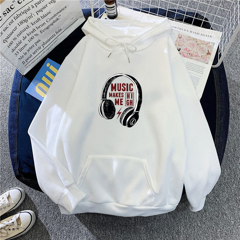 Damen Kapuzenpullover mit kreativem Musik-Design Drune