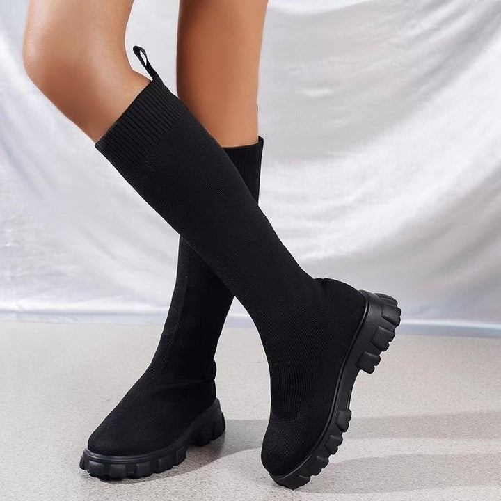 Damen modische strumpfartige Stiefel mit rutschfester Sohle Drune