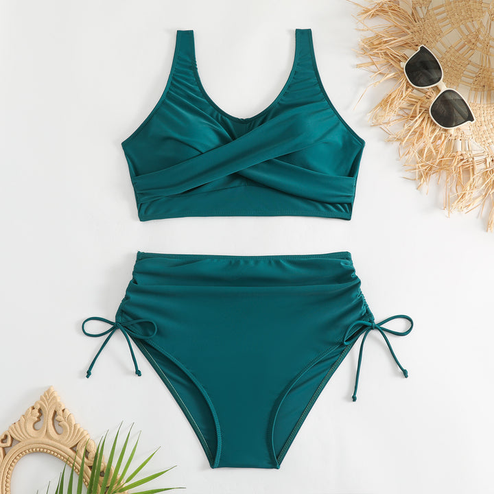 Damen Bikini-Set mit schickem Wickeloberteil und hoch taillierten Höschen Drune