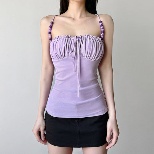Damen lässiges Top mit raffiniertem Rüschendesign und dekorativen Trägerdetails Drune