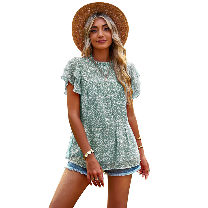 Damen Bluse mit Volantärmeln und frechem Muster Drune