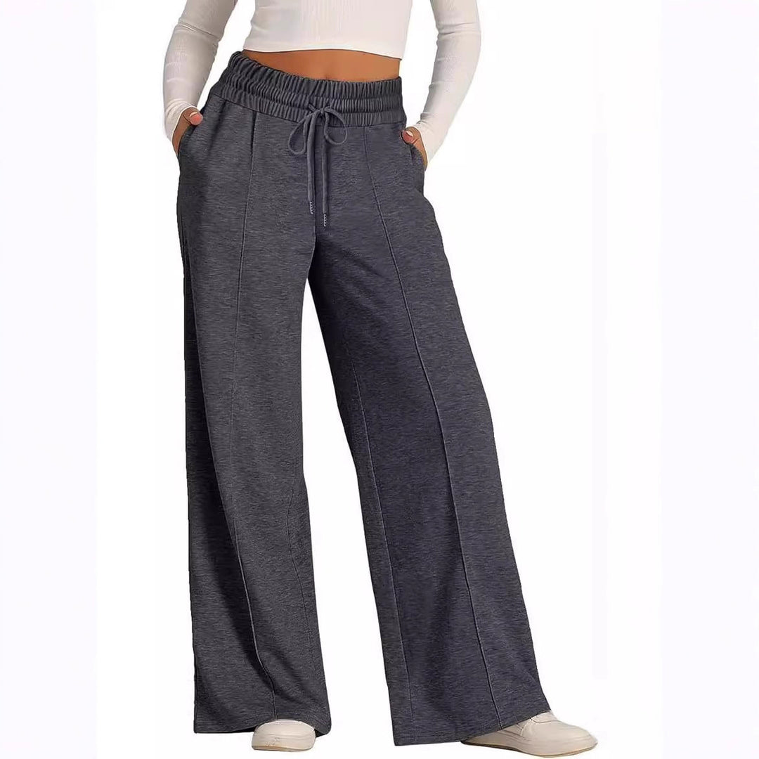 Damen lässige Palazzo-Hose mit elastischem Bund und Taschen Drune