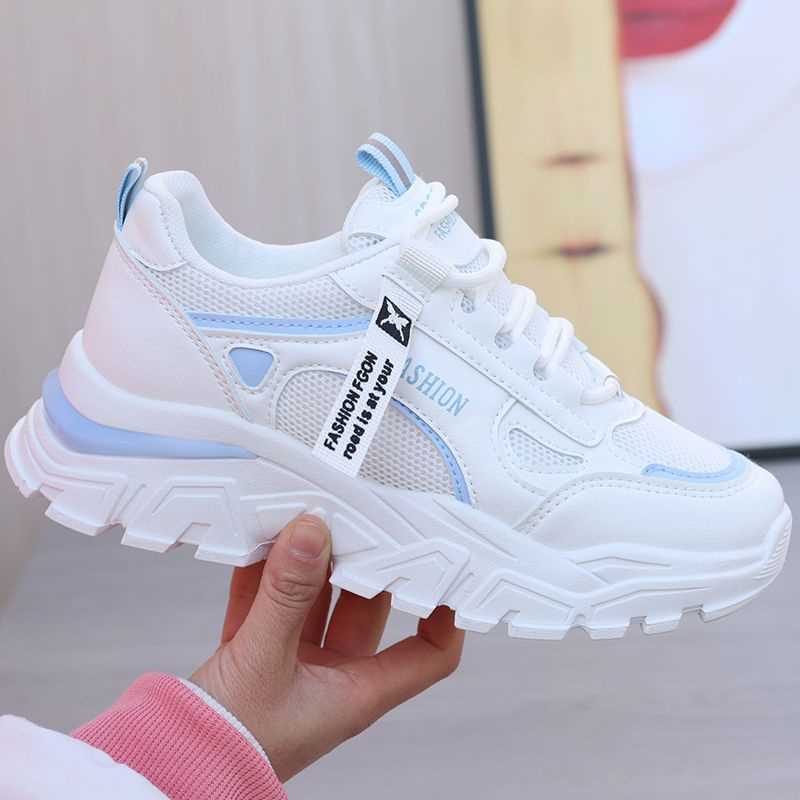 Damen modische Chunky Sneakers mit atmungsaktivem Mesh-Obermaterial und verstärkter Sohle Drune