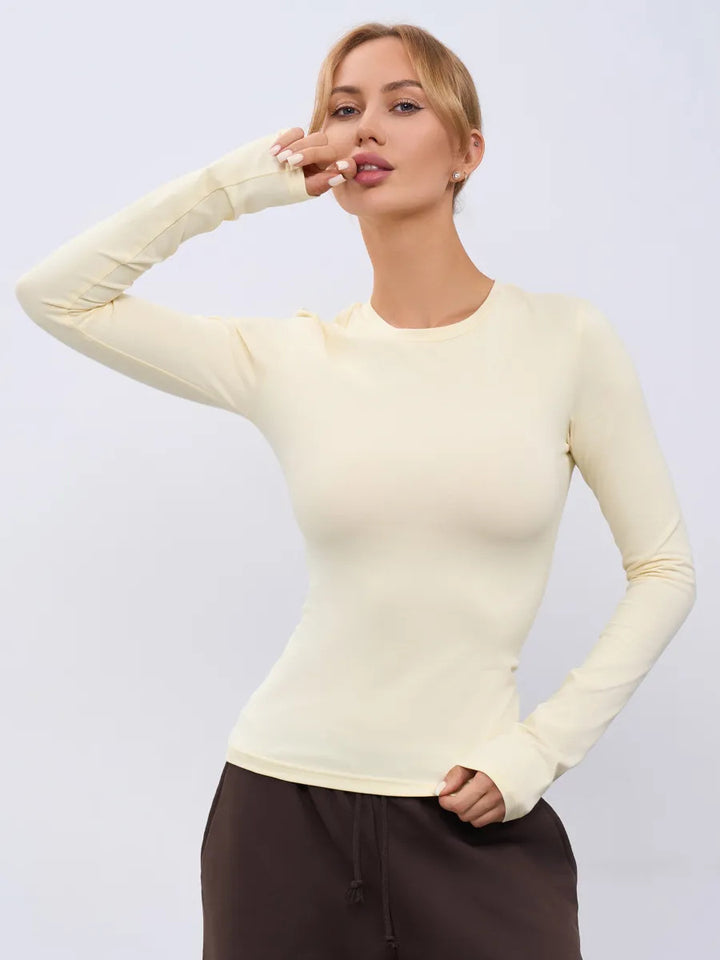 Damen Langarmshirt mit figurbetontem Schnitt und weichem Material Drune