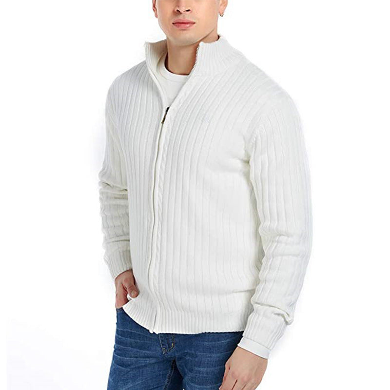 Herren Strickjacke mit modernen Zipper-Details und feinem Rippmuster Drune