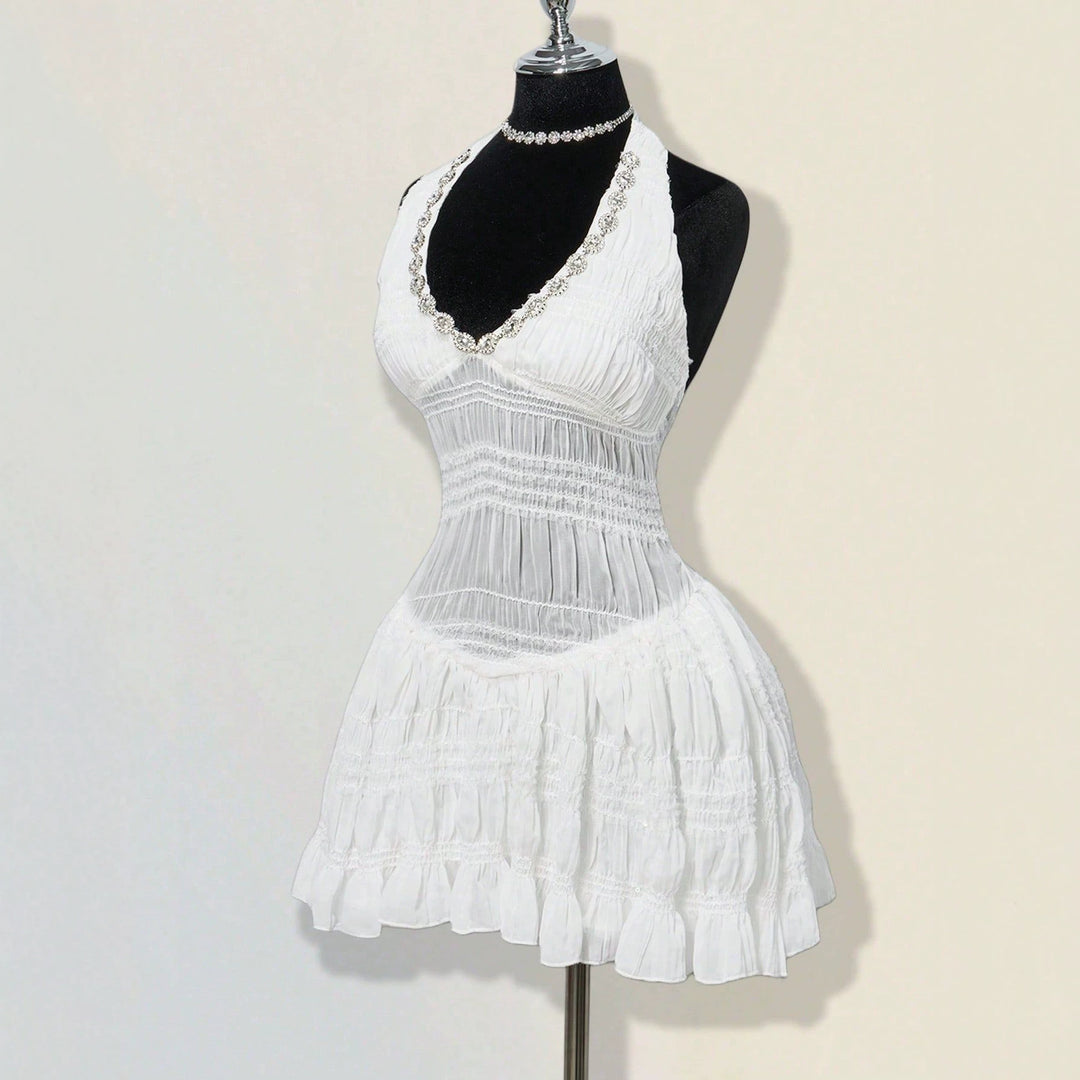 Damen Sommerliches Kleid im romantischen Vintage-Stil mit raffinierten Falten Drune