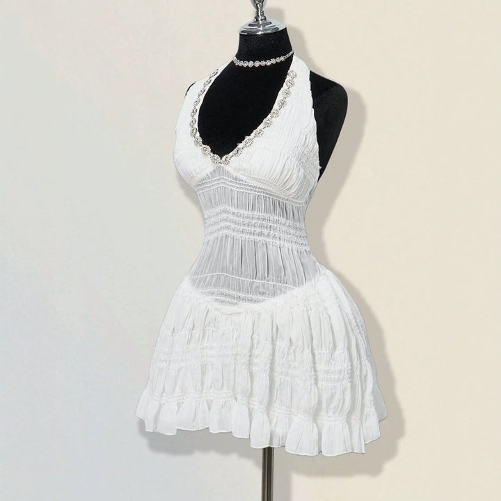 Damen Sommerliches Kleid im romantischen Vintage-Stil mit raffinierten Falten Drune