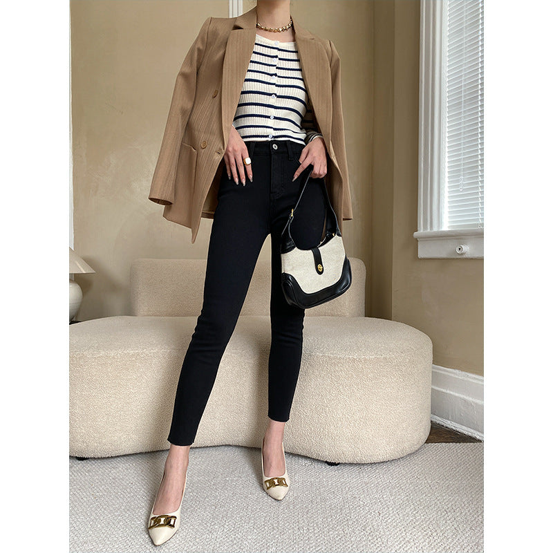 Damen Figurbetonte Jeans mit hohem Bund Drune