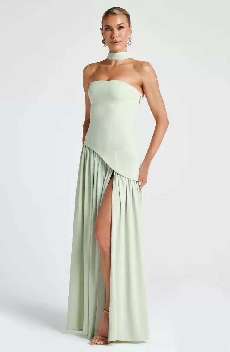 Damen Maxikleid mit figurbetontem Oberteil und schwingendem Rock Drune
