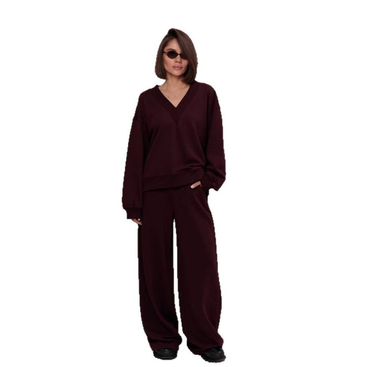 Damen komfortables Lounge-Set mit V-Ausschnitt und weitem Schnitt Drune