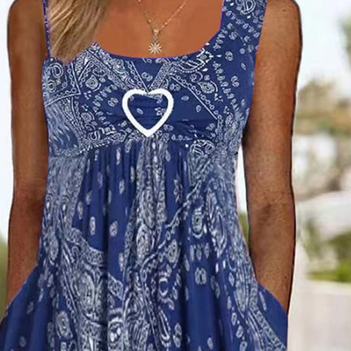 Damen nan luftiges Maxi-Kleid mit Paisley-Bandana-Print, geraffter Empire-Taille und praktischen Seitentaschen Drune