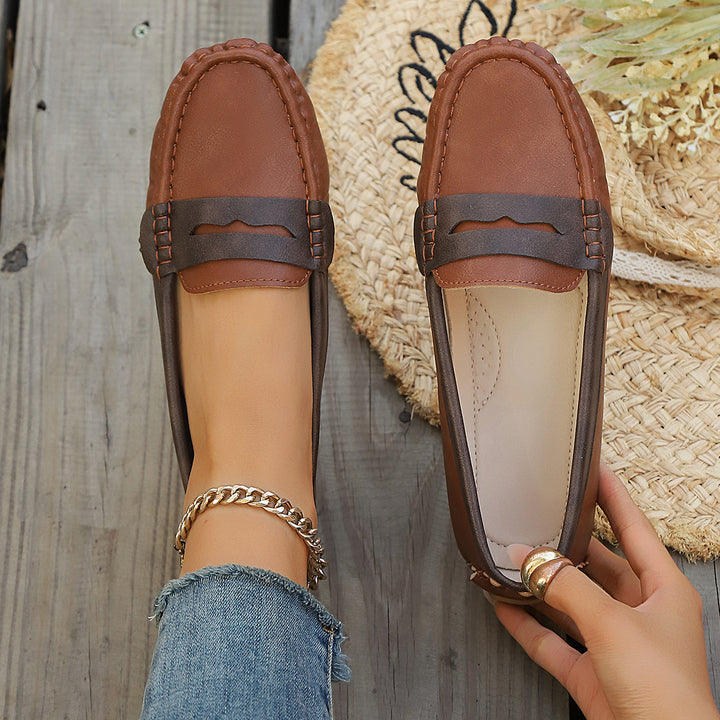Damen nan klassische Penny-Loafer aus weichem Kunstleder mit gesteppter Rahmennaht und gepolsterter Komfortinnensohle Drune