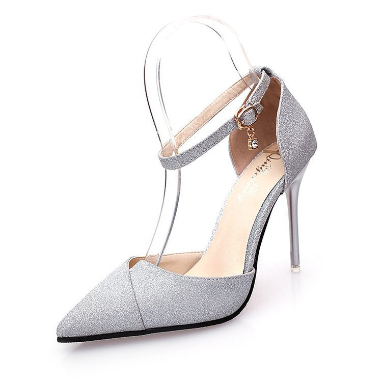 Damen Glitzernde Pumps mit Riemchen Drune