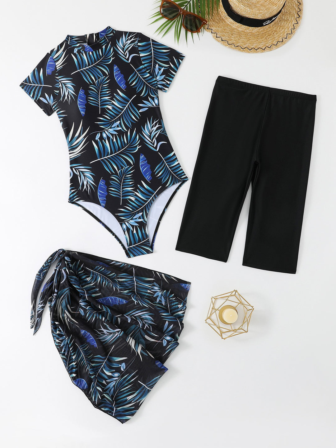 Damen Schwimmanzug Set mit luxuriösem Schnitt und eleganten Rüschen Drune