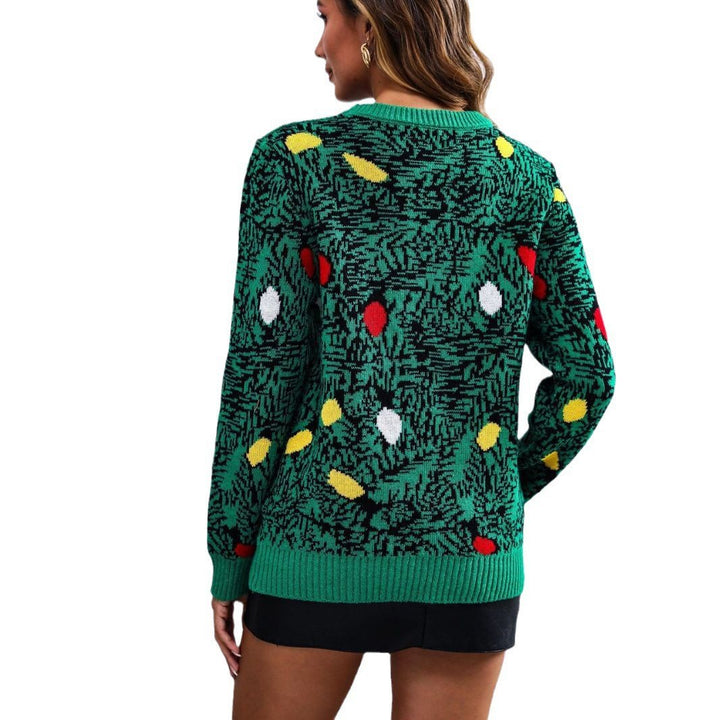 Damen Weihnachtspullover mit verspieltem Tannenbaum-Design und 3D-Elementen Drune