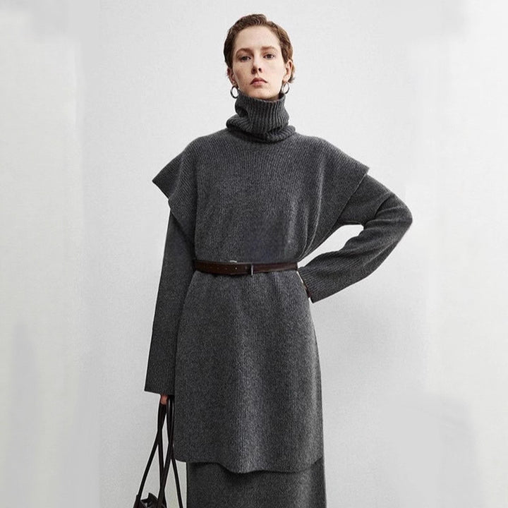 Damen eleganter und moderner Poncho mit extragroßen Kragen Drune