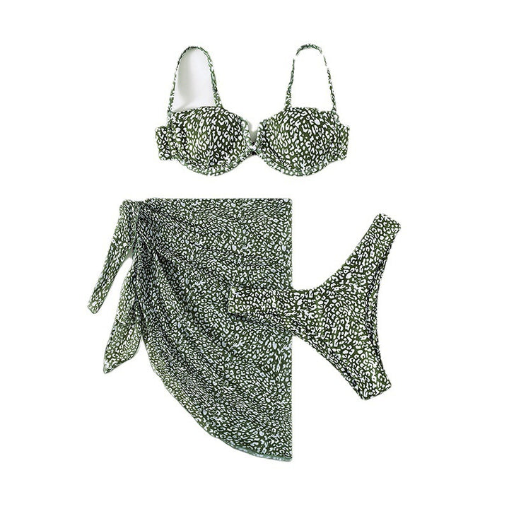 Damen Triangel-Bikini-Set mit transparentem Stoff und animalischem Muster Drune