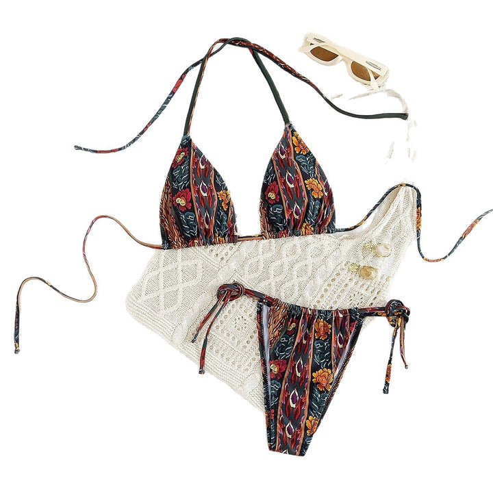 Damen Triangel-Bikini mit floralem Muster Drune